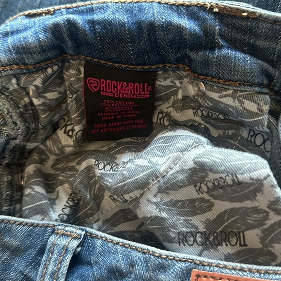 Rock & roll denim 26” wide, 34” long midrise flare pinstripes jeans - Picture 5 of 9